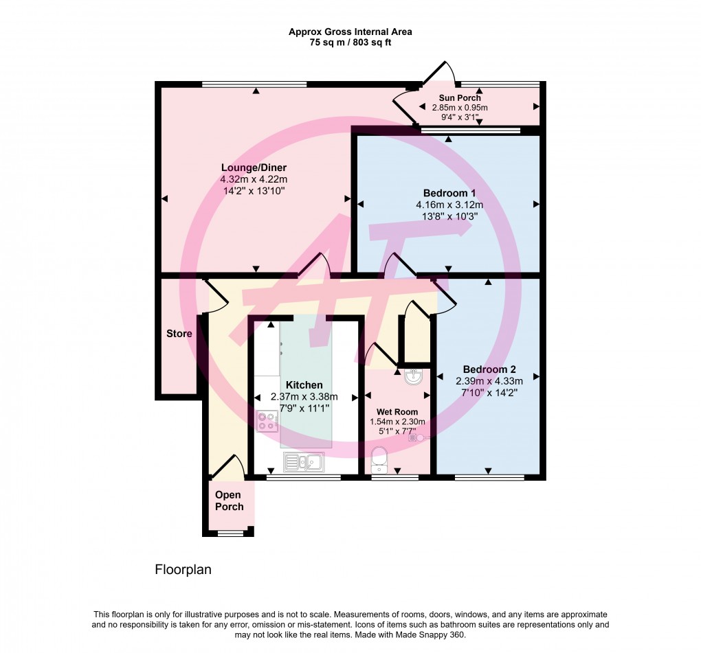 Floorplan for Ffordd Naddyn, Glan Conwy, Conwy