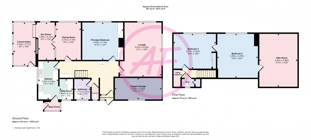 Floorplan for Hawes Drive, Deganwy, Conwy