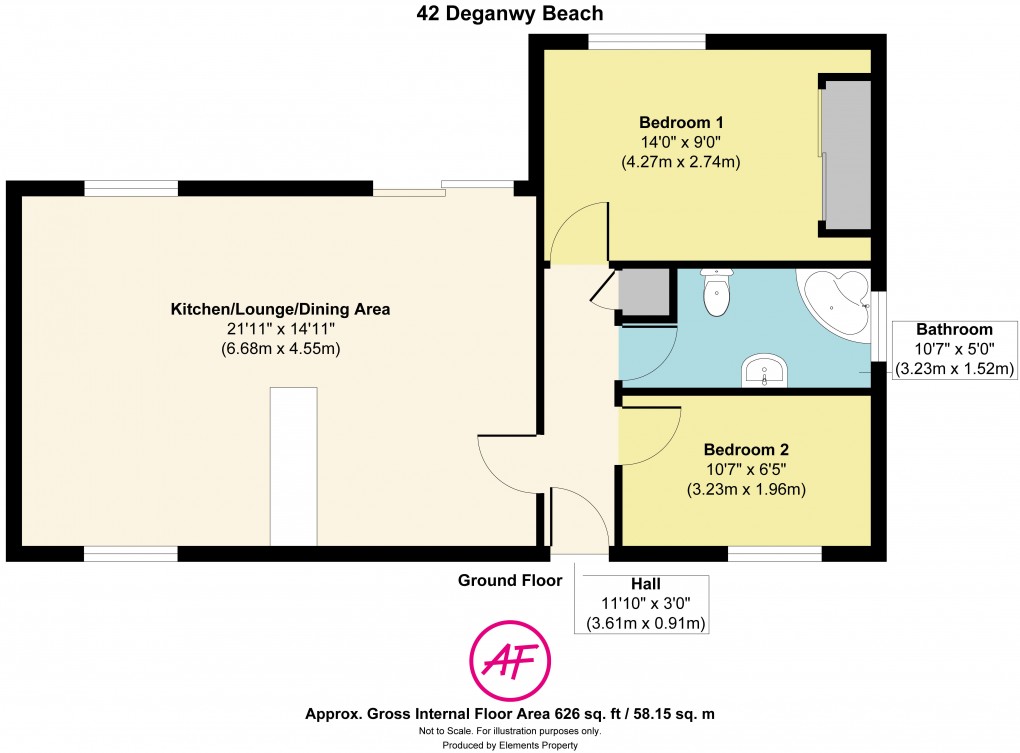 Floorplan for Deganwy Beach, Deganwy, Conwy